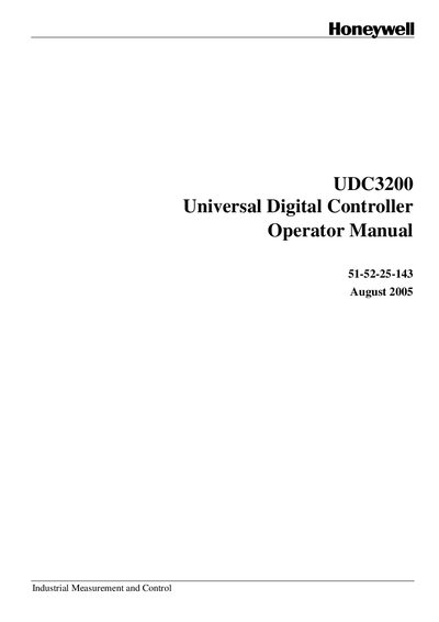 Honeywell UDC3200 Universal Digital Controller Operator Manual - cover page