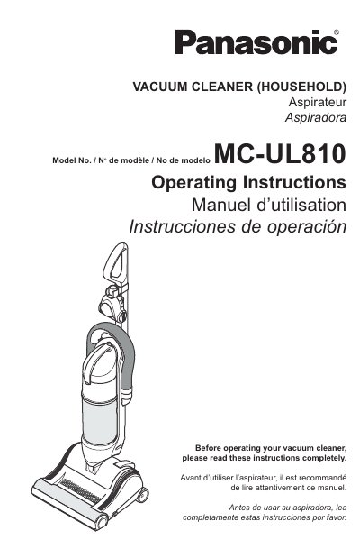 Panasonic MC-UL810 Vacuum Cleaner Operating Instructions - cover page
