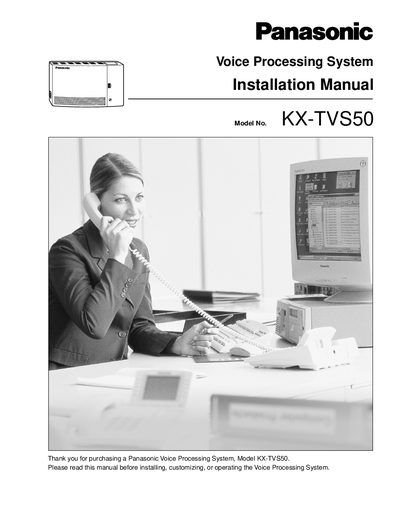 Panasonic KX-TVS50 Voice Processing System Installation Manual - cover page