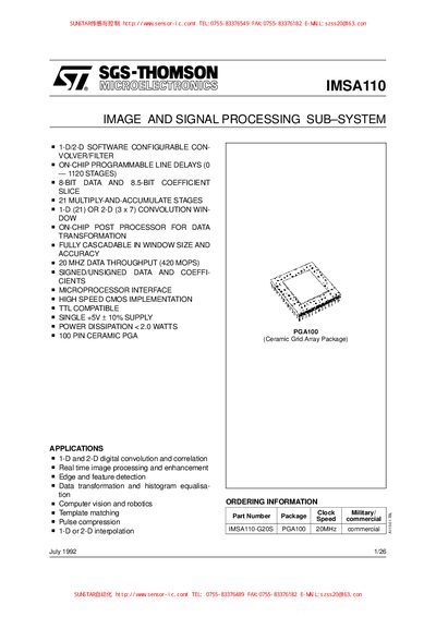 SGS-THOMSON IMSA110 Datasheet - cover page