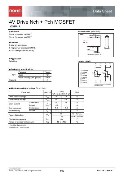 ROHM QS8M12 Datasheet - cover page