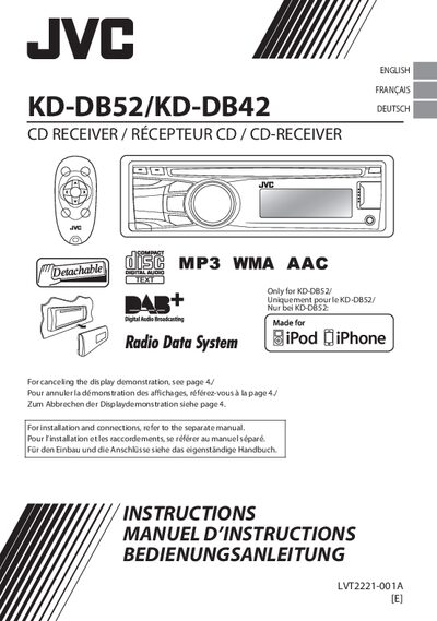 JVC KD-DB52/KD-DB42 CD Receiver User Manual