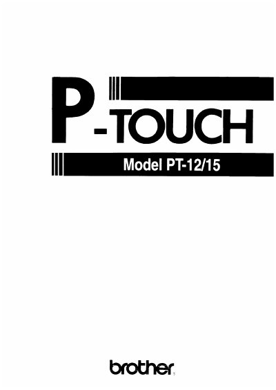Brother PT-12/15 P-Touch Label Maker User's Guide - cover page