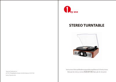 1byone Stereo Turntable Instruction Manual - cover page