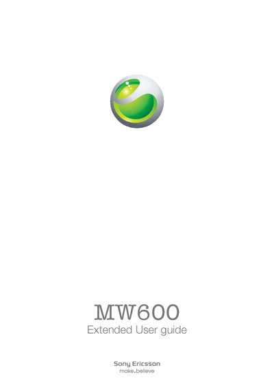 Sony Ericsson MW600 Headset Extended User Guide - cover page