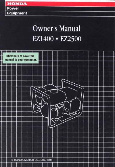 Honda EZ1400/EZ2500 Generator Owner's Manual - cover page