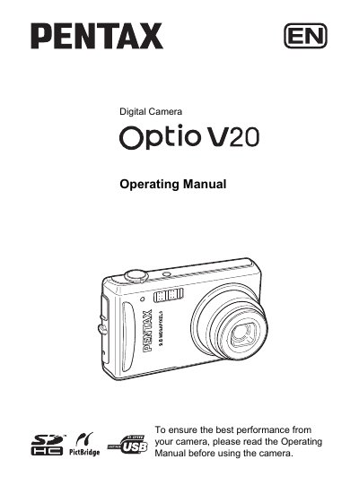 Pentax Optio V20 Operating Manual - cover page