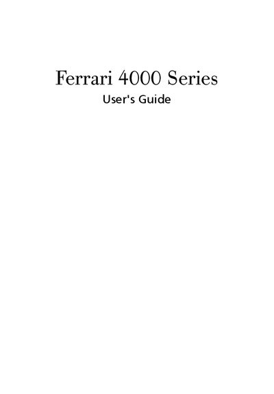 Acer Ferrari 4000 Series Notebook Computer User Guide - cover page