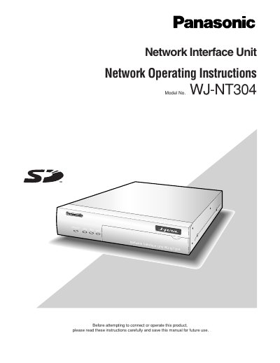 Panasonic WJ-NT304 Network Interface Unit Operating Instructions - cover page