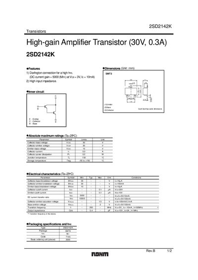 ROHM 2SD2142K Datasheet - cover page