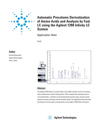 Agilent 1290 Infinity LC System Application Note for Amino Acid Analysis - cover page