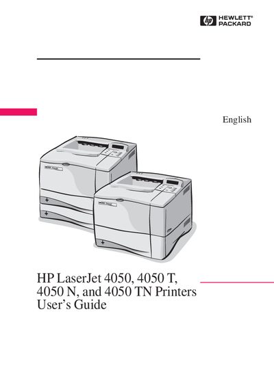 HP LaserJet 4050, 4050T, 4050N, 4050TN Printers User’s Guide