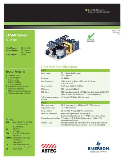 Emerson LPS60 Series Datasheet - cover page