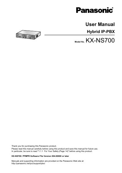 Panasonic KX-NS700 Hybrid IP-PBX User Manual