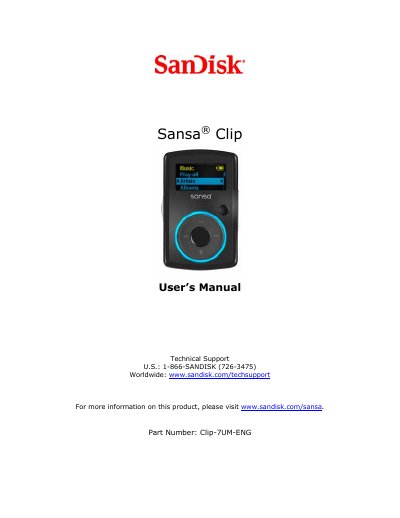 SanDisk Sansa Clip User Manual - cover page