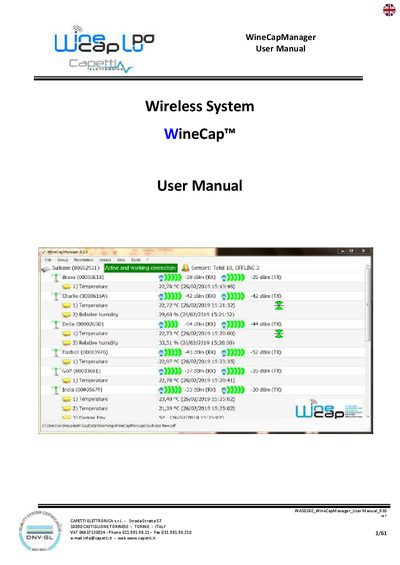 Capetti WA5026 WineCapManager User Manual - cover page