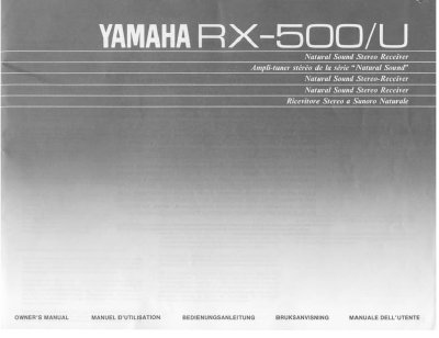 Yamaha RX-500/U Stereo Receiver Owner's Manual - cover page