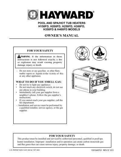 HAYWARD H150FDN manual - cover page
