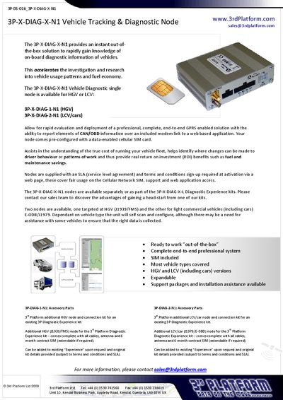 3rd Platform 3P-X-DIAG-X-N1 Vehicle Tracking Diagnostic Node Handbook - cover page