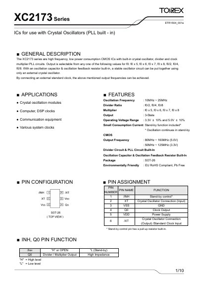 Torex XC2173 Series IC Datasheet - cover page