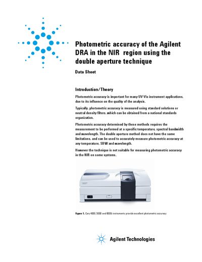 Agilent DRA Photometric Accuracy Data Sheet - cover page