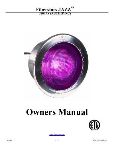 Fiberstars JAZZ J400AS (AUTO SYNC) Owners Manual - cover page