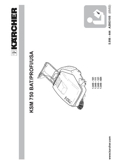 Karcher KSM 750 BAT/PROFI USA User Manual - cover page