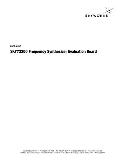 Skyworks Solutions SKY72300 Frequency Synthesizer Evaluation Board User Guide - cover page