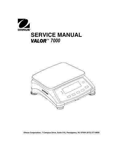 Ohaus Valor 7000 Series Service Manual - cover page
