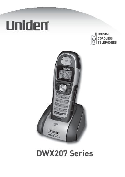 Uniden DWX207 Series Waterproof Accessory Handset User Manual - cover page