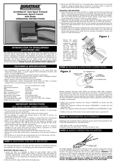 Duratrax IntelliSpeed Auto-Sport ESC Installation and Operation Manual - cover page