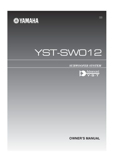 YAMAHA YST-SW012 Manual - cover page