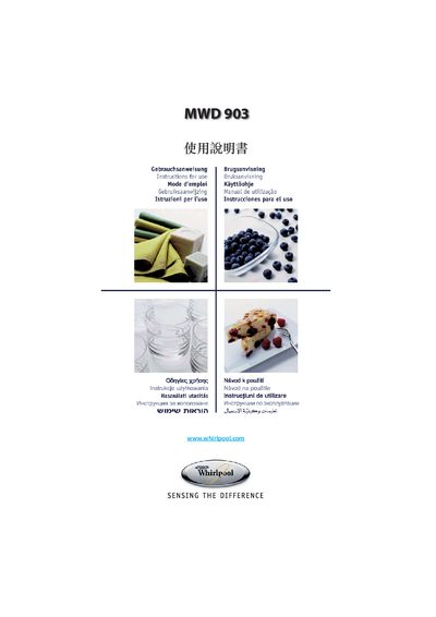 Whirlpool MWD 903 Microwave Oven User Manual - cover page