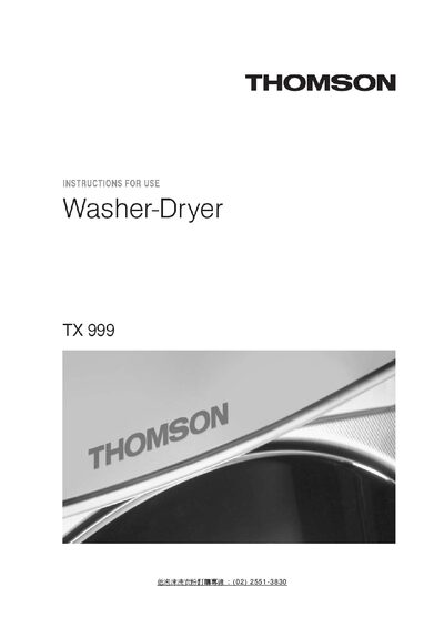 Thomson TX-999 Washer Dryer User Manual