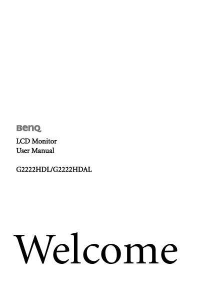 BenQ G2222HDL/G2222HDAL LCD Monitor User Manual