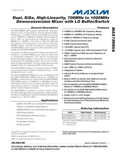 Maxim MAX19985A Datasheet - cover page