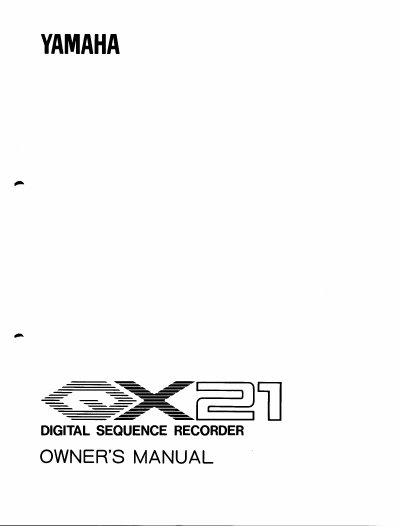 Yamaha QX21 Digital Sequence Recorder Owner's Manual - cover page
