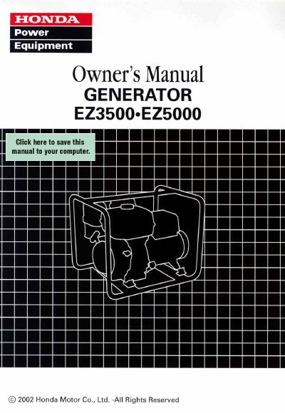 Honda EZ3500/EZ5000 Generator Owner's Manual - cover page