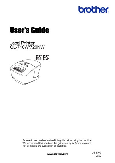 Brother QL-710W/720NW Label Printer User Manual - cover page