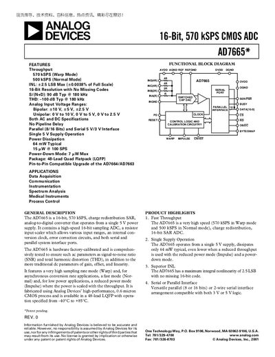 Analog Devices AD7665 Handbook - cover page