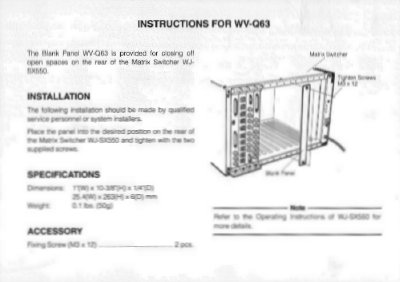 Panasonic WV-Q63 Manual - cover page