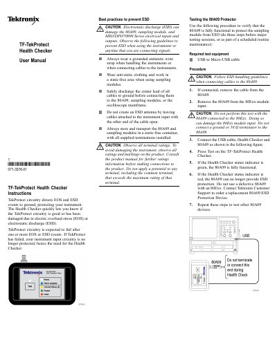 Tektronix TF‑TekProtect Health Checker User Manual
