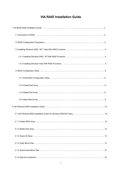 VIA VT8237S RAID Installation Guide - cover page