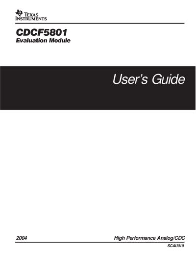 Texas Instruments CDCF5801 Evaluation Module User's Guide - cover page