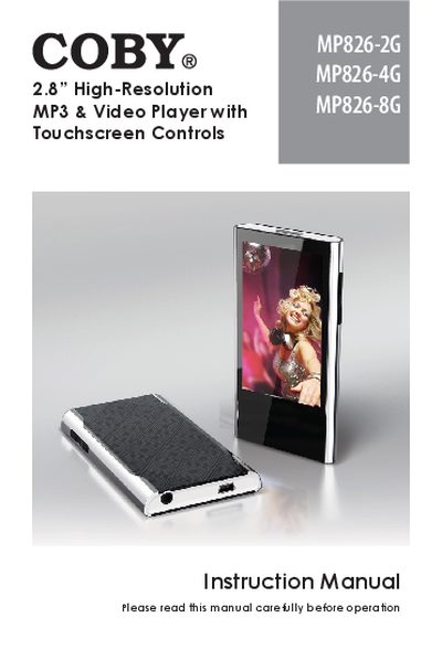 COBY MP826-2G/-4G/-8G Manual - cover page
