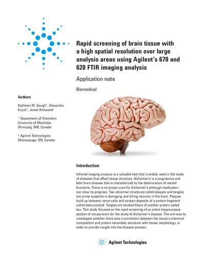 Agilent 670 and 620 FTIR Imaging Application Note - cover page