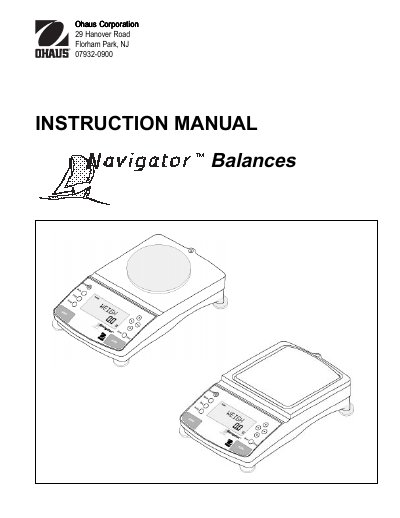 Ohaus Balance Instruction Manual - cover page