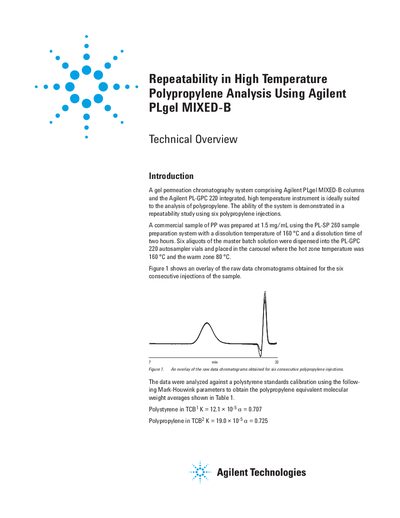 Agilent PLgel MIXED-B Technical Overview - cover page