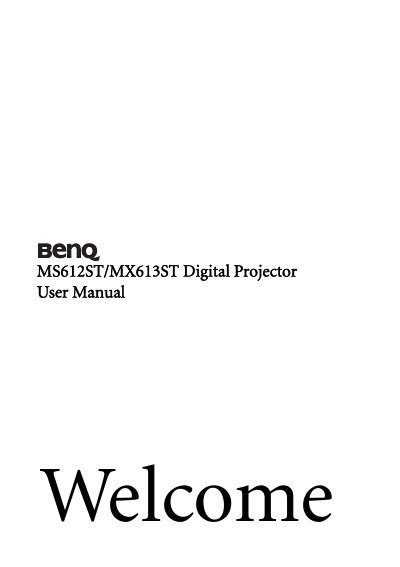BenQ MS612ST/MX613ST Digital Projector User Manual - cover page