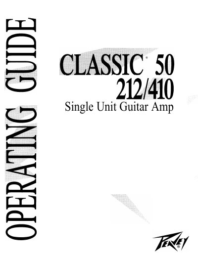 Peavey Classic 50 212/410 Guitar Amp Operating Instructions - cover page